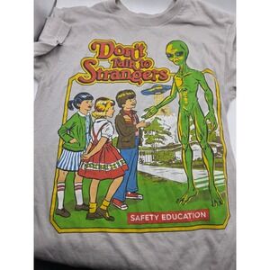 Steven Rhodes Don't Talk to Strangers Safety Education Alien UFO T-Shirt Size S